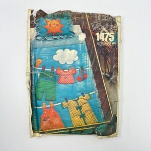 70s Little Vogue Crib Quilt Pillow Sham Sewing Pattern 1475 Vintage Nursery DIY